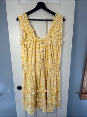 Yellow Floral Ruffle Sundress